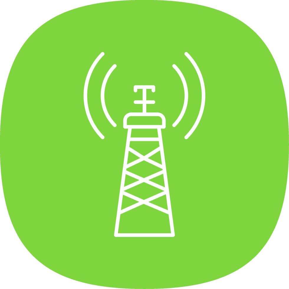 Signal Tower Line Curve Icon vector