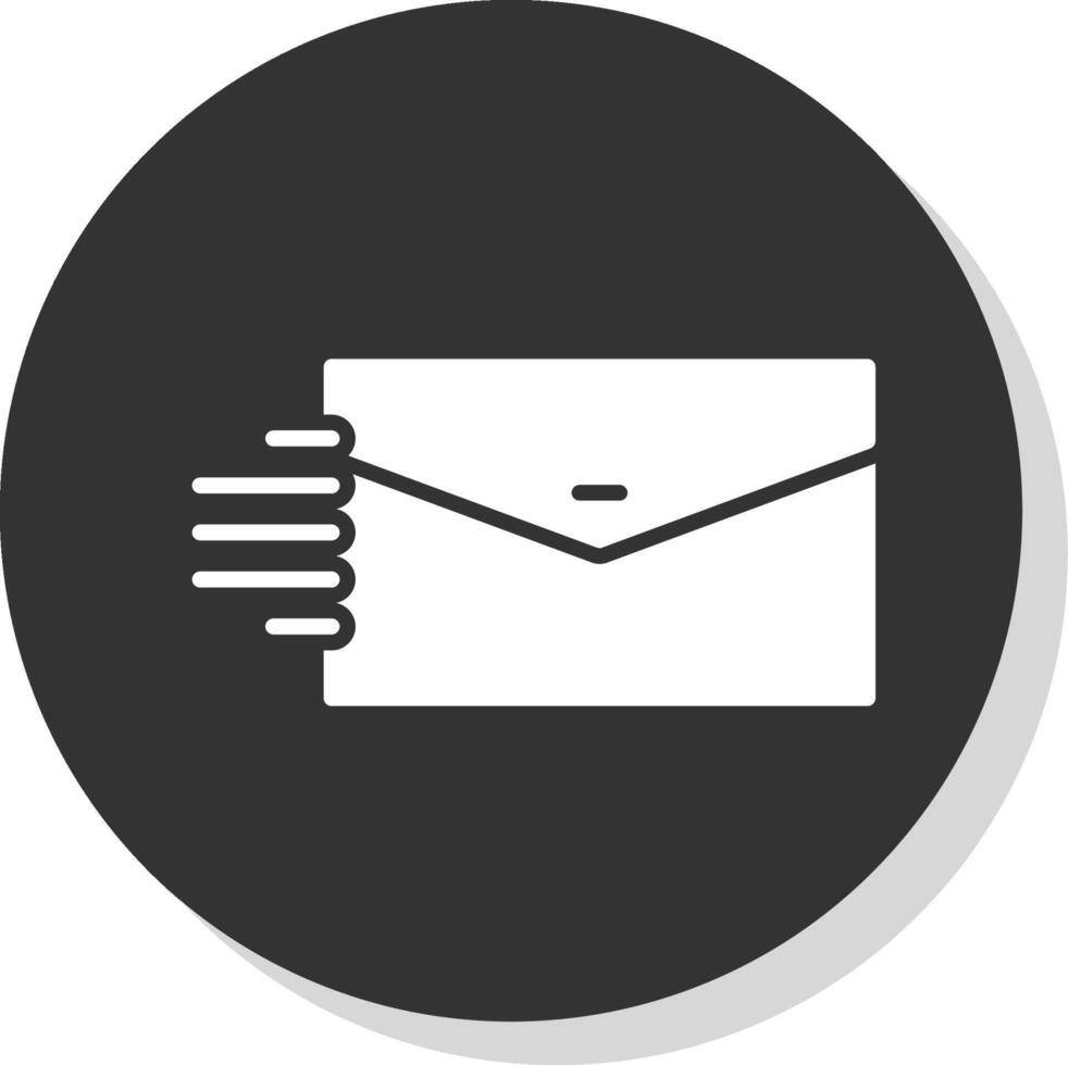 correo glifo gris circulo icono vector