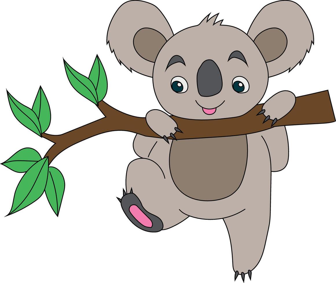 Colorful Koala Clipart. Doodle Animals Clipart. Cartoon Wild Animals Clipart for Lovers of Wildlife vector