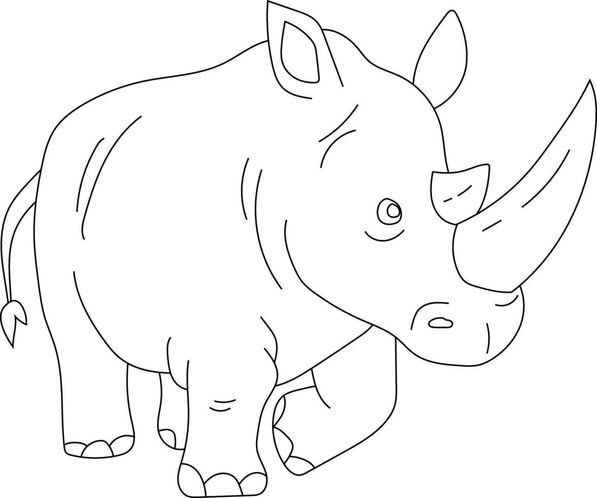 Outline Rhino Clipart. Doodle Animals Clipart. Cartoon Wild Animals Clipart for Lovers of Wildlife vector