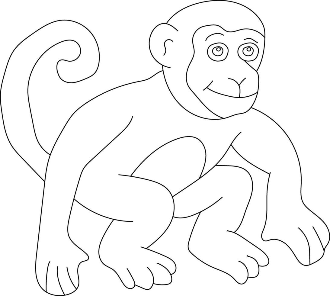 Outline Monkey Clipart. Doodle Animals Clipart. Cartoon Wild Animals Clipart for Lovers of Wildlife vector