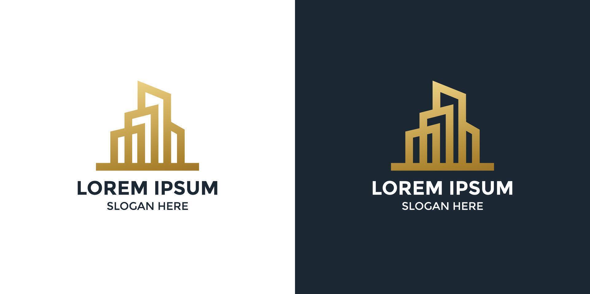 The building design logo is gold and elegant vector