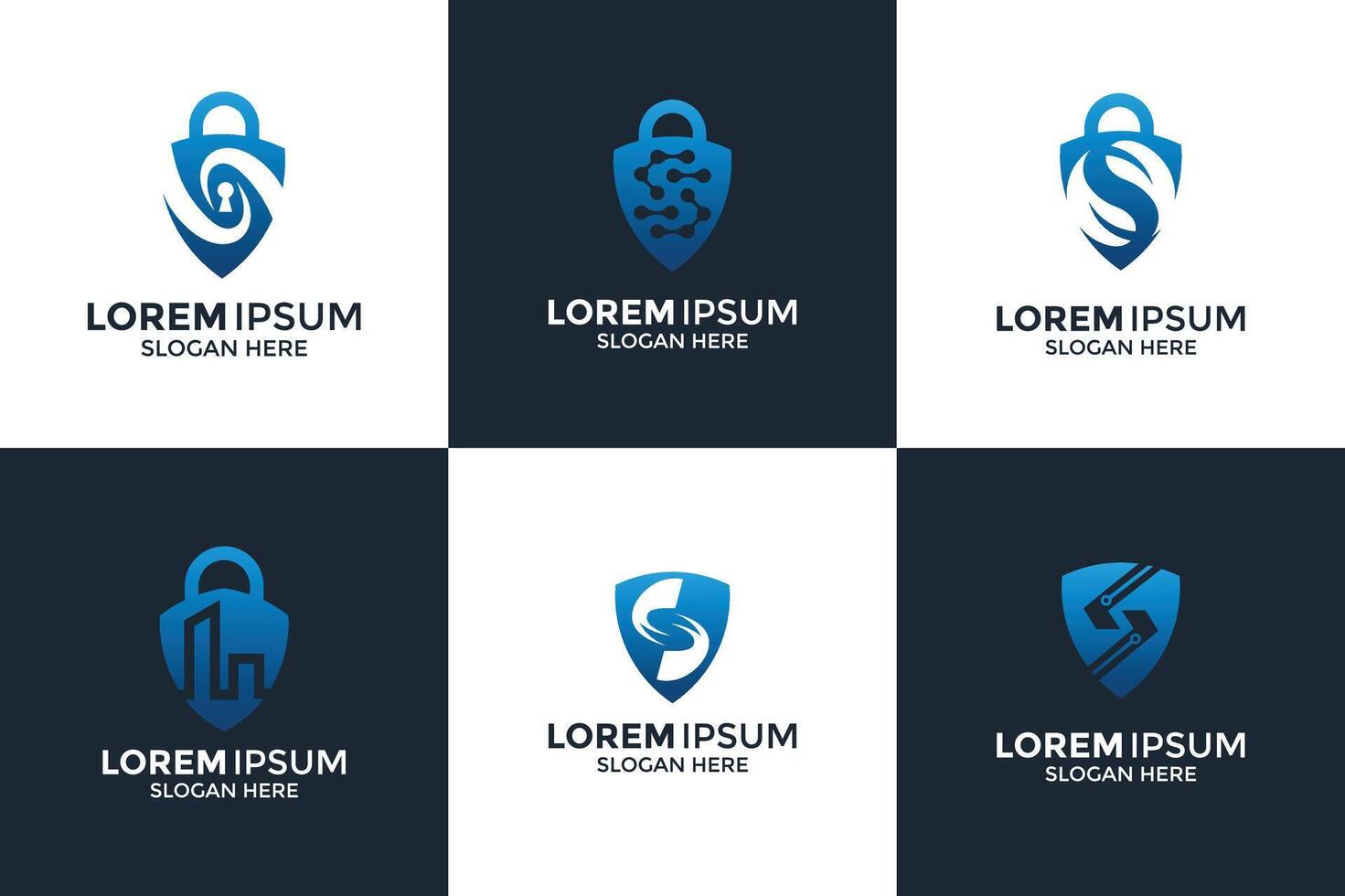 security logo set in blue vector