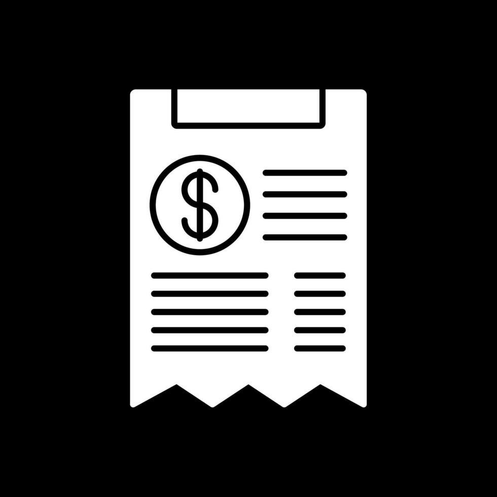 Receipt Glyph Inverted Icon vector