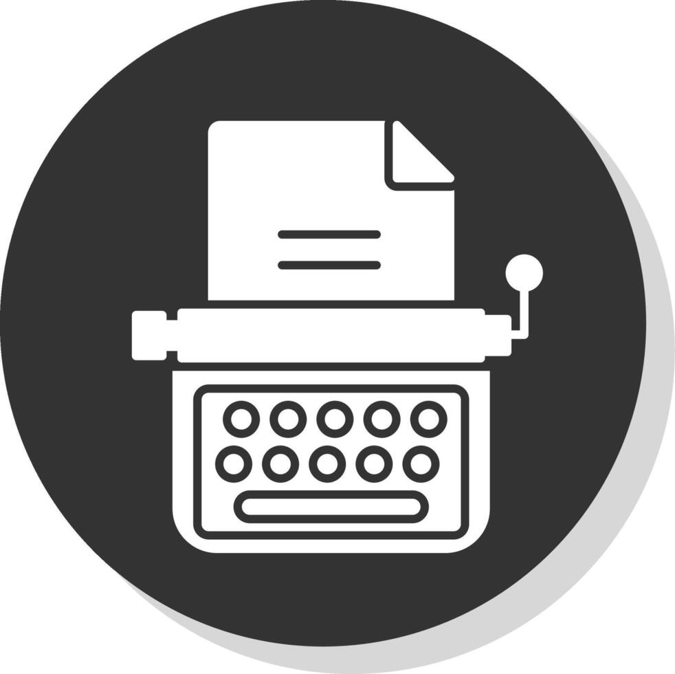 Typewriter Glyph Grey Circle Icon vector