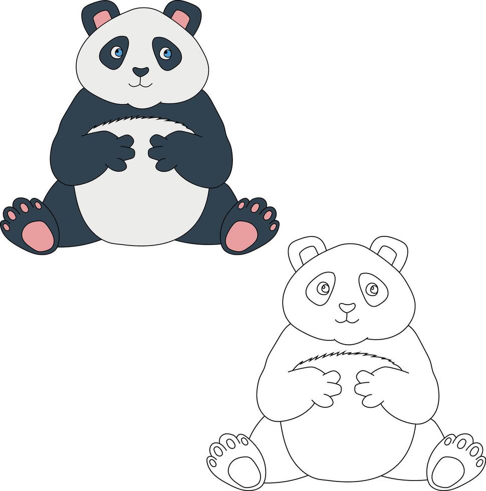 Panda Clipart Set. Cartoon Wild Animals Clipart Set for Lovers of Wildlife vector