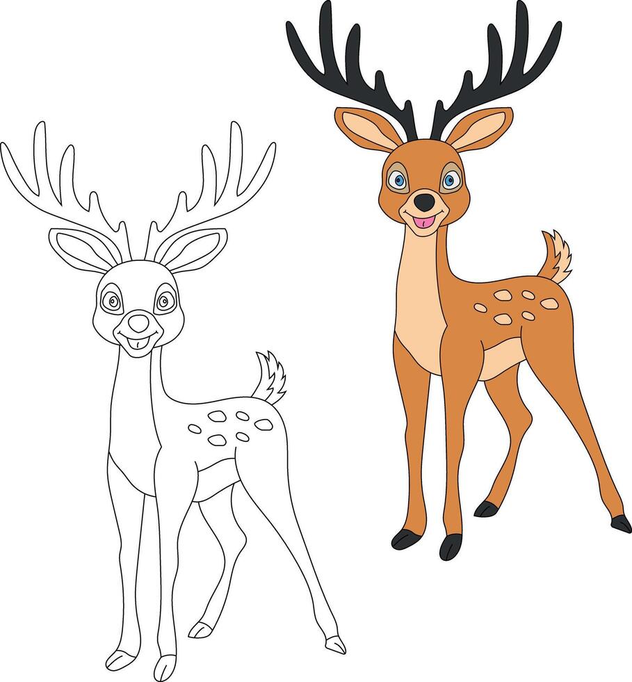 Deer Clipart Set. Cartoon Wild Animals Clipart Set for Lovers of Wildlife vector