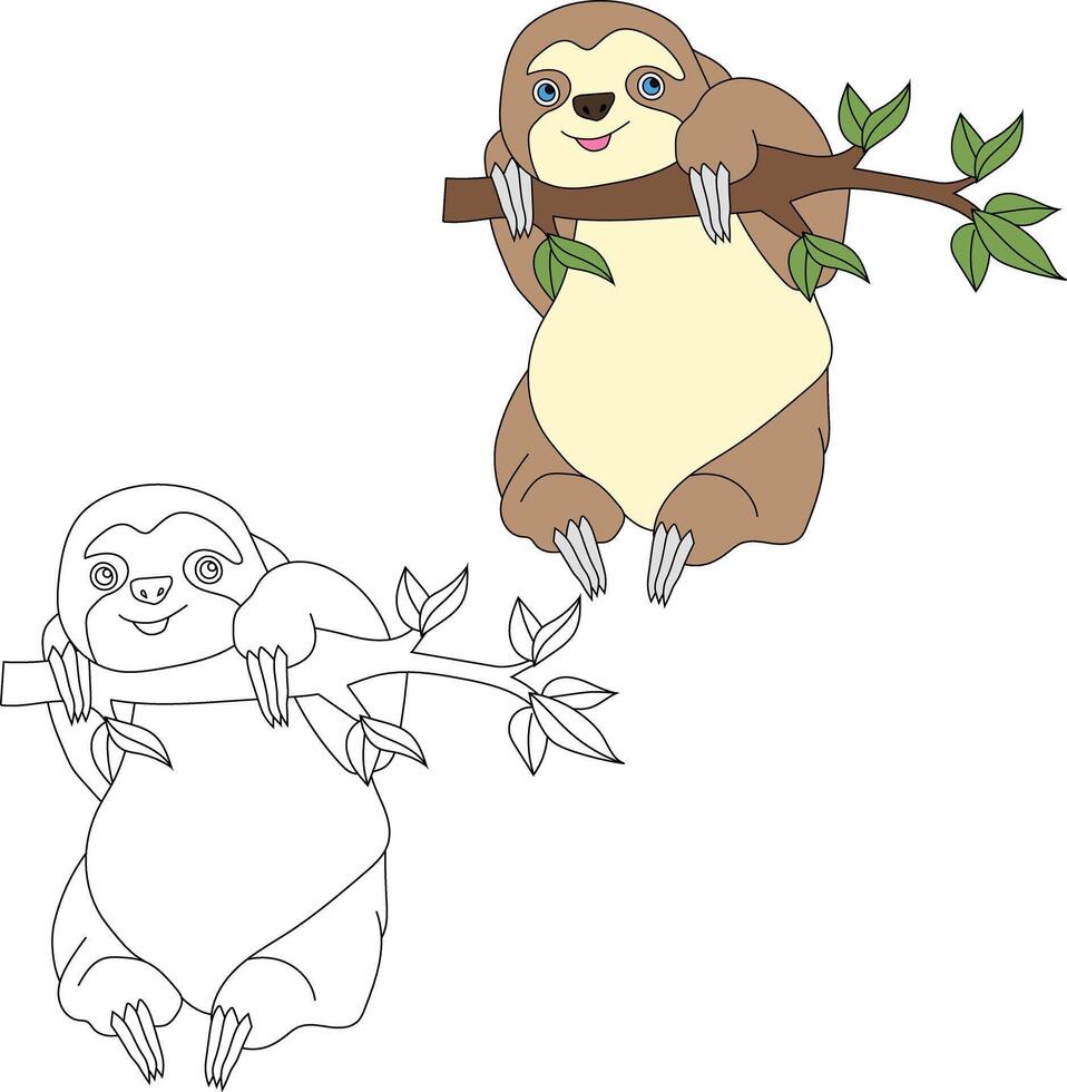 Sloth Clipart Set. Cartoon Wild Animals Clipart Set for Lovers of Wildlife vector