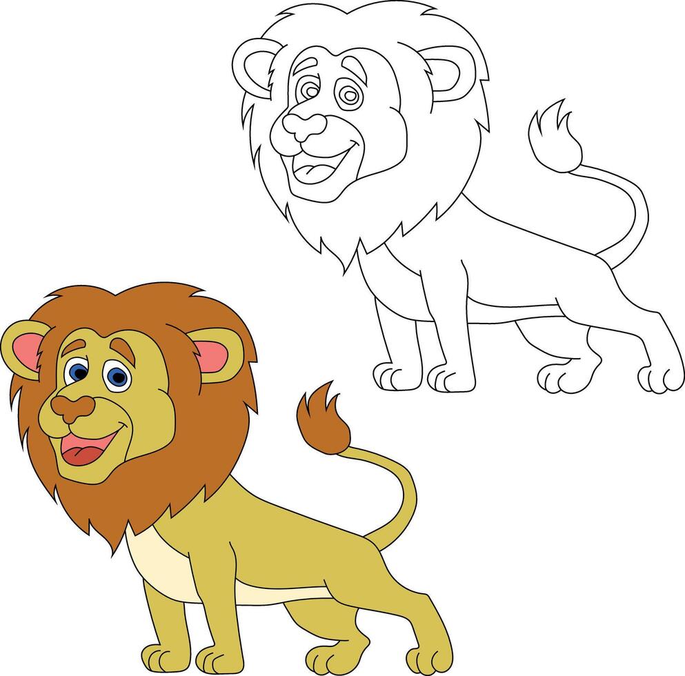 Lion Clipart Set. Cartoon Wild Animals Clipart Set for Lovers of Wildlife vector