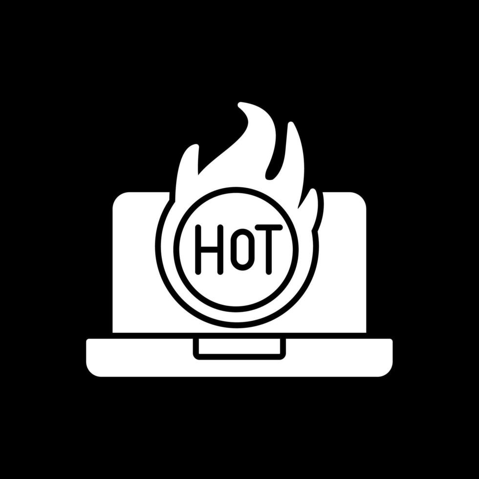 caliente glifo invertido icono vector