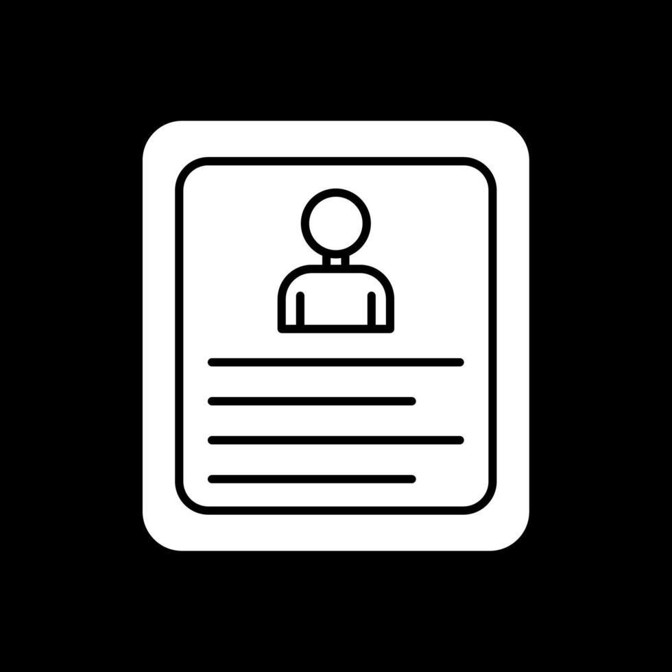 Curriculum Vitae Glyph Inverted Icon vector