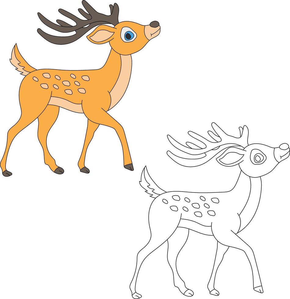 Deer Clipart Set. Cartoon Wild Animals Clipart Set for Lovers of Wildlife vector