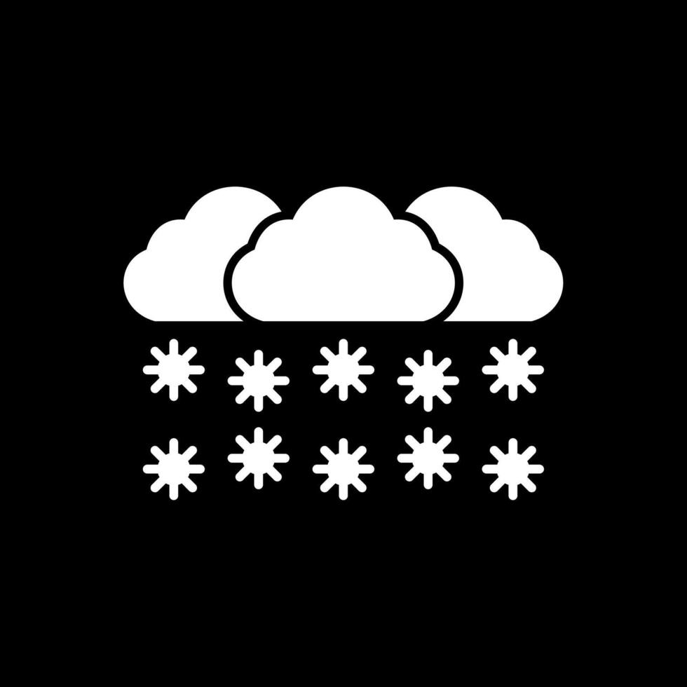 icono invertido de glifo nevando vector