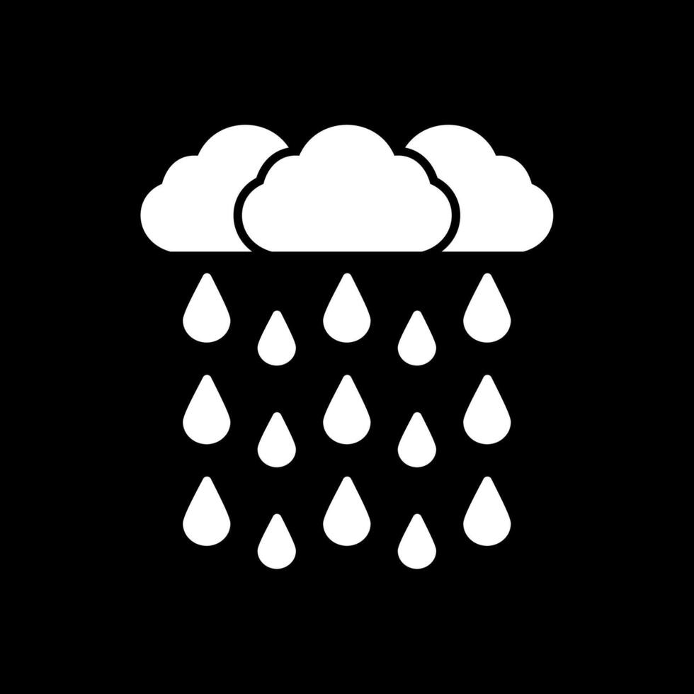 icono de glifo de lluvia fuerte invertido vector