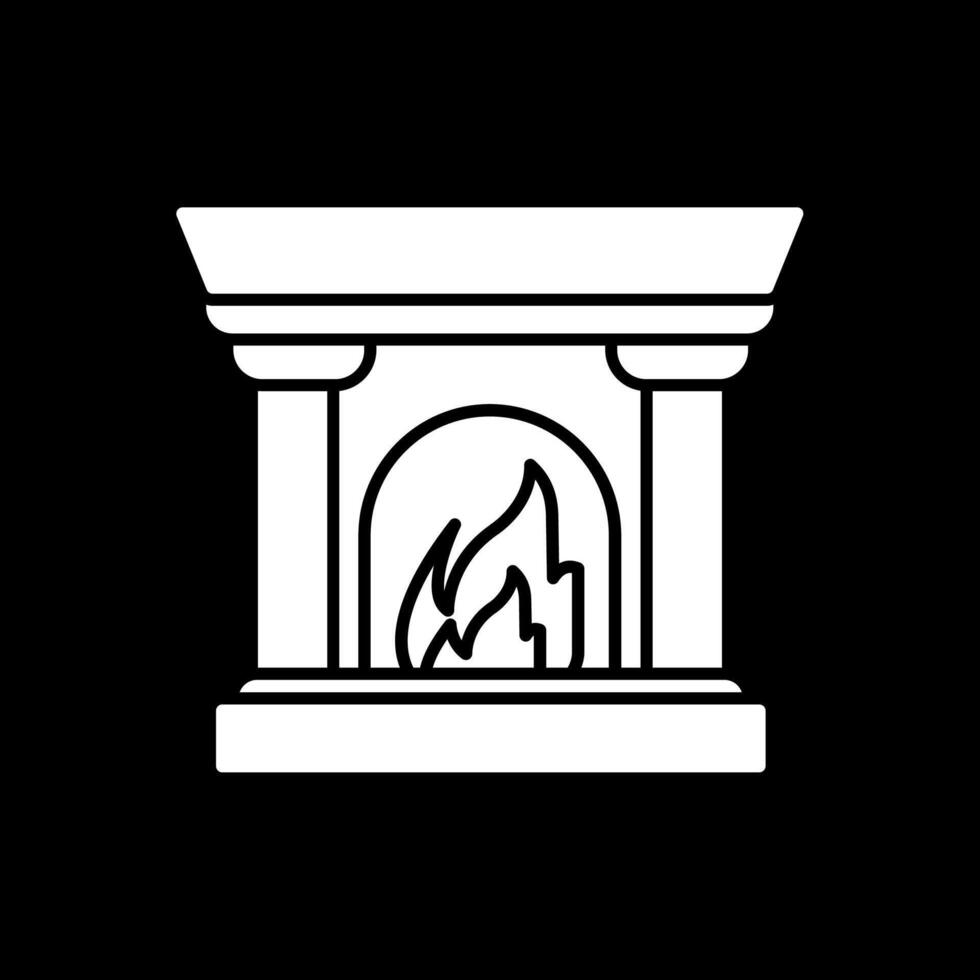 Fireplace Glyph Inverted Icon vector