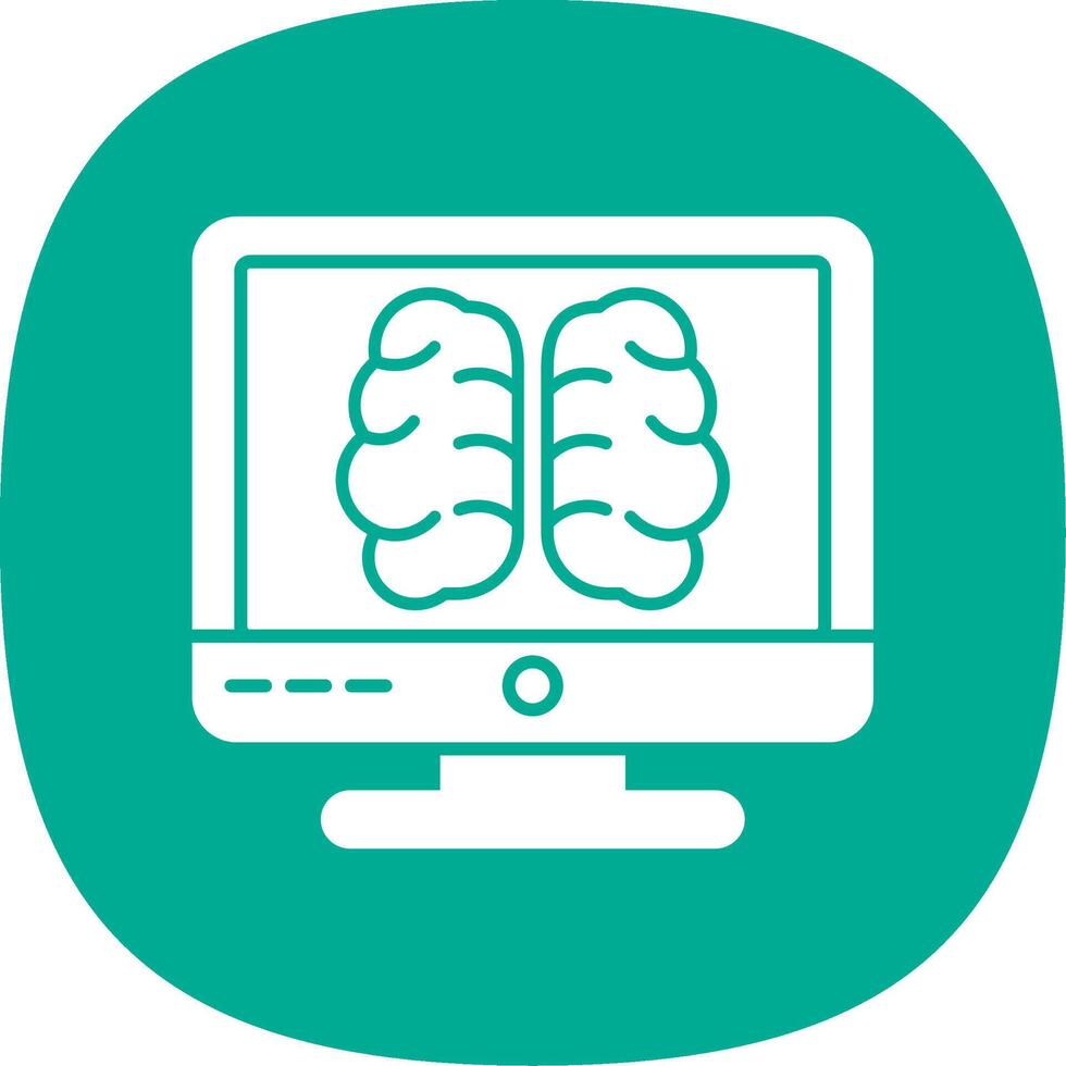 brain Glyph Curve Icon vector