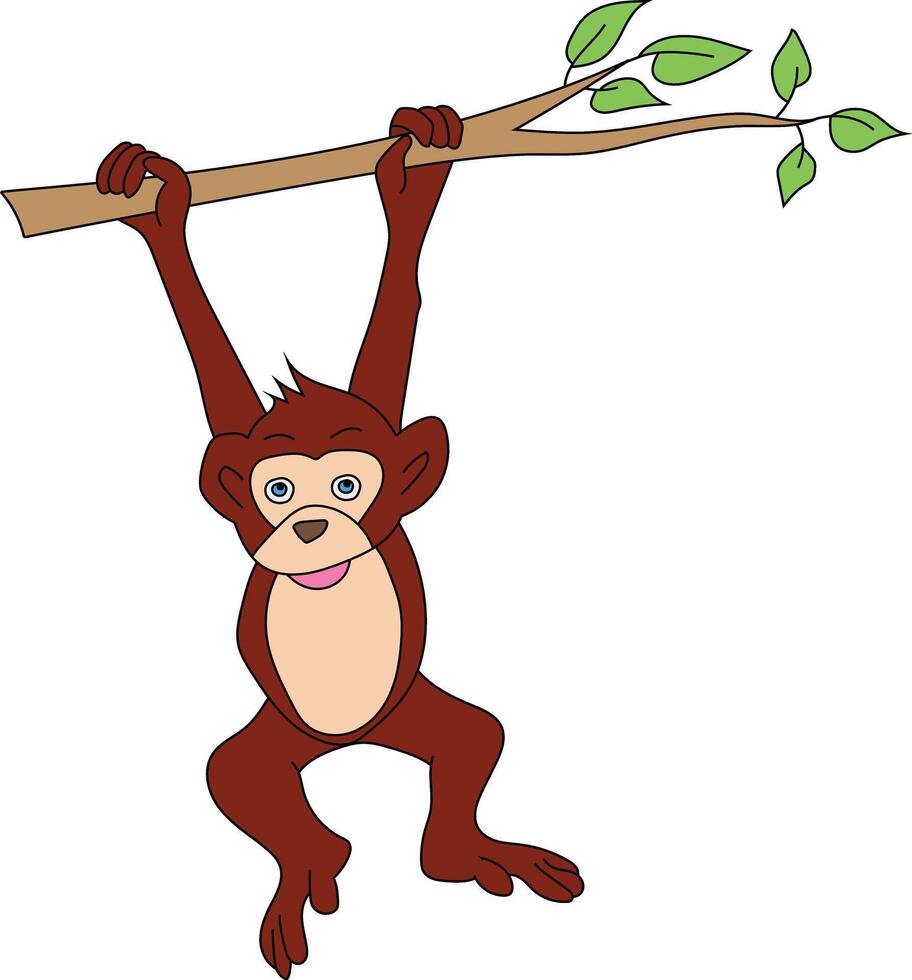 Colorful Monkey Clipart. Doodle Animals Clipart. Cartoon Wild Animals Clipart for Lovers of Wildlife vector