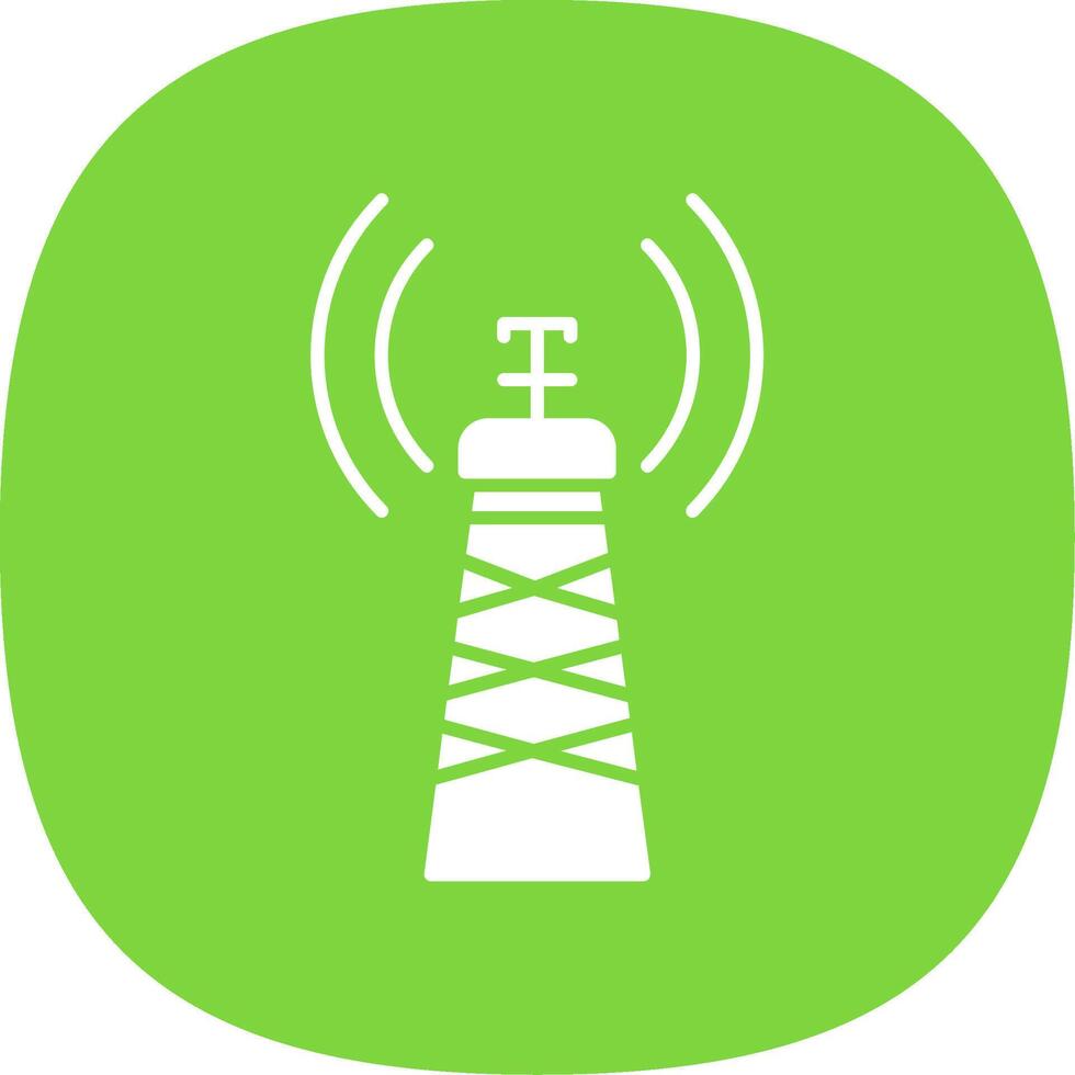 Signal Tower Glyph Curve Icon vector