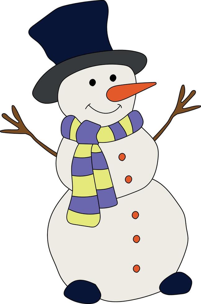 vistoso monigote de nieve clipart para amantes de invierno estación. esta invierno tema monigote de nieve trajes Navidad celebracion vector