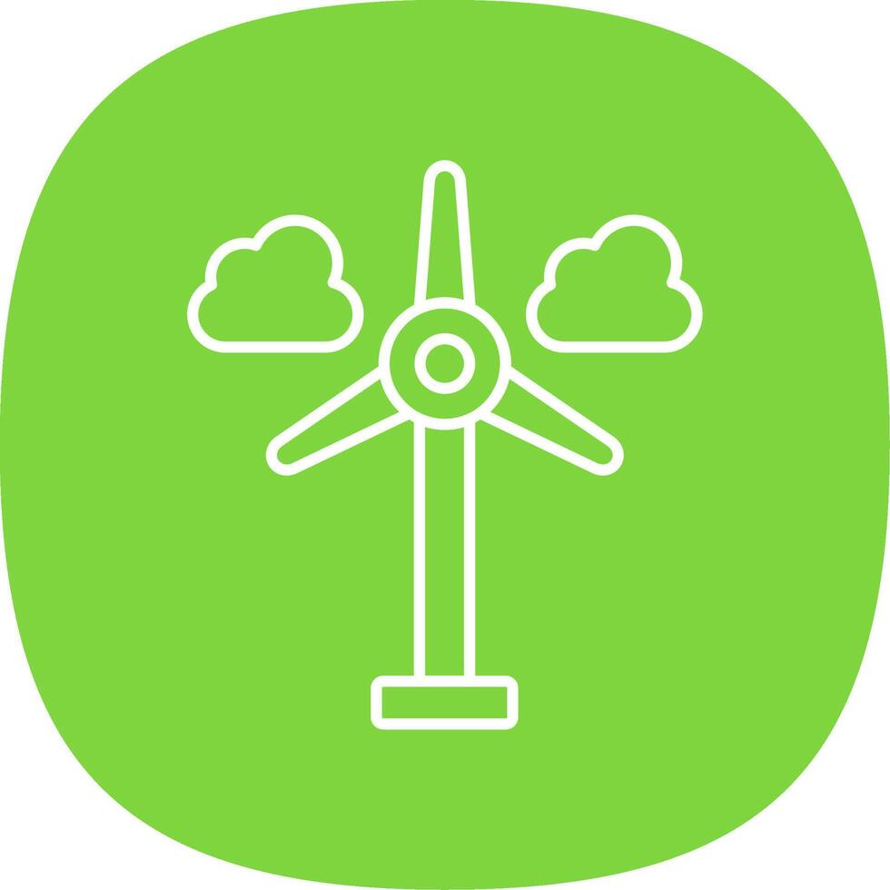 Wind Turbine Line Curve Icon vector