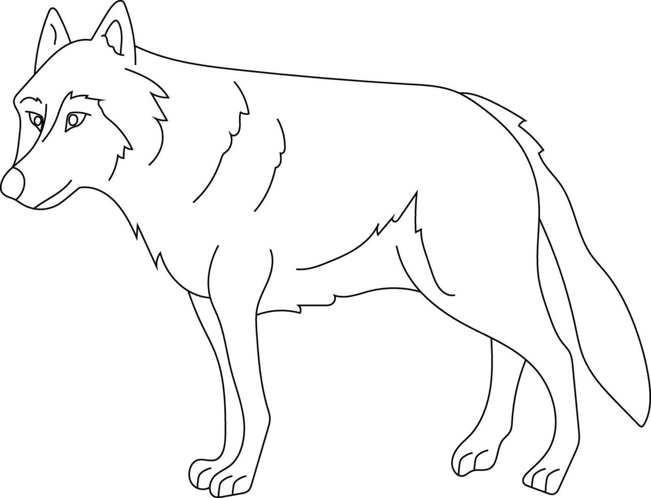 Outline Wolf Clipart. Doodle Animals Clipart. Cartoon Wild Animals Clipart for Lovers of Wildlife vector