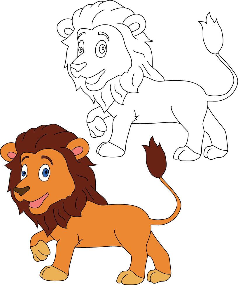 Lion Clipart Set. Cartoon Wild Animals Clipart Set for Lovers of Wildlife vector