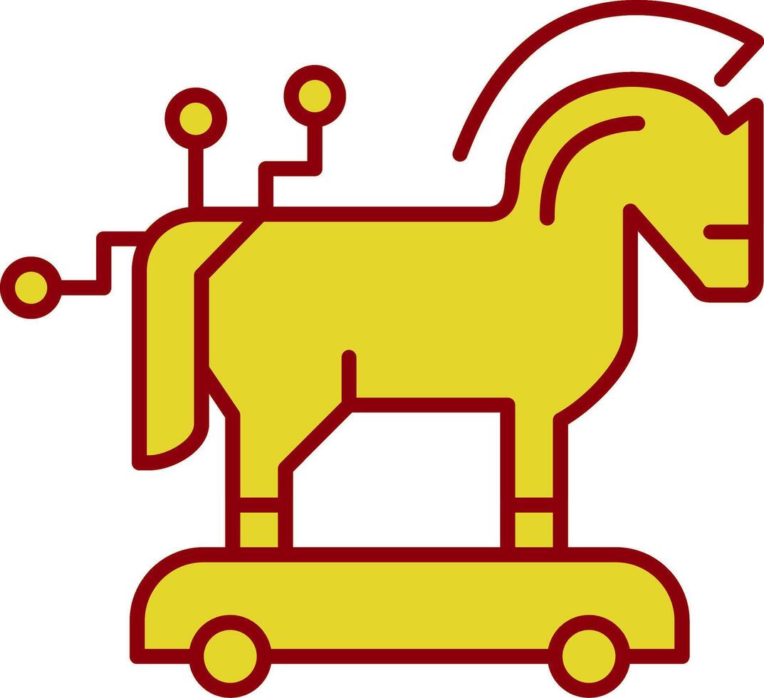 troyano caballo línea dos color icono vector