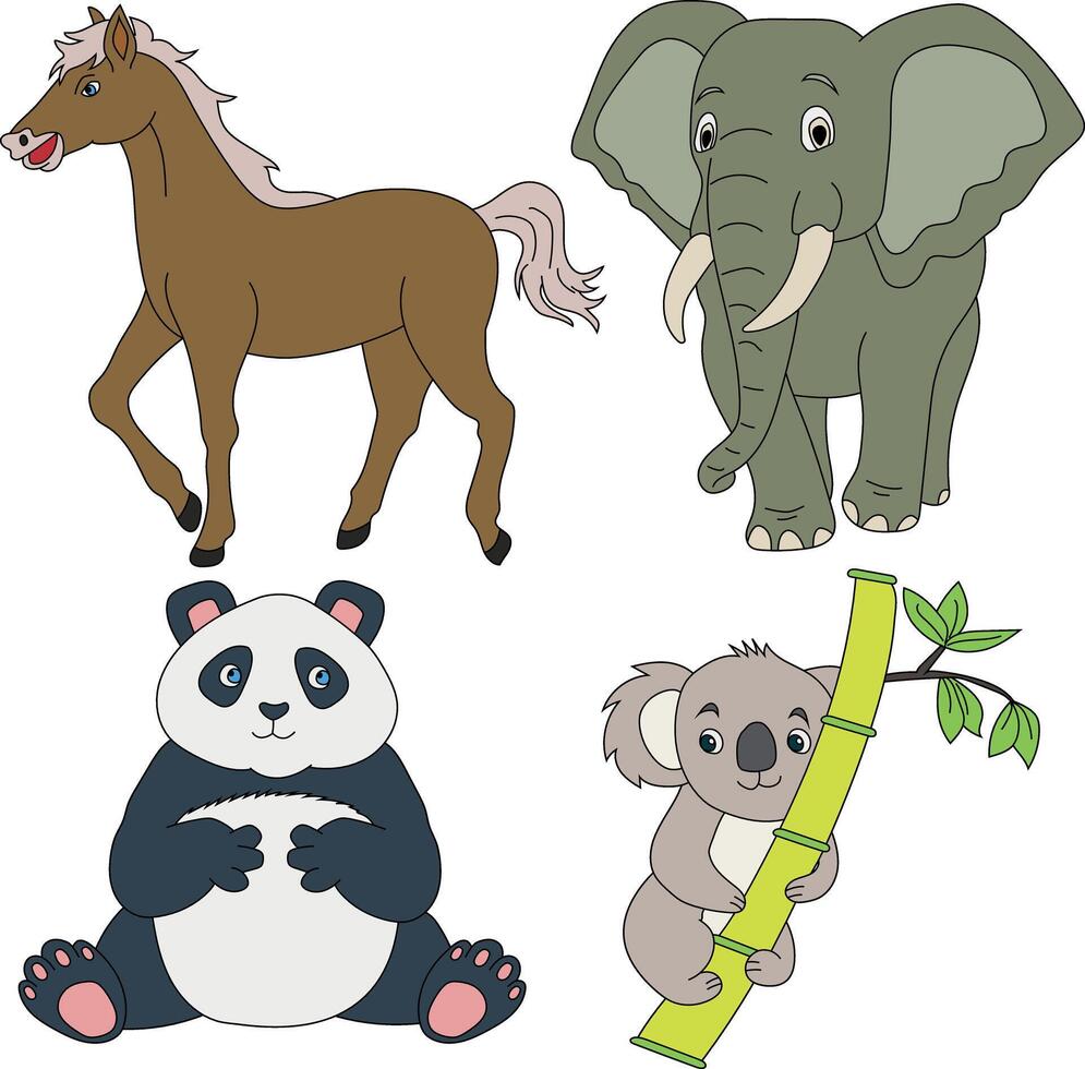 vistoso animales clipart colocar. dibujos animados salvaje animales clipart conjunto para amantes de fauna silvestre vector