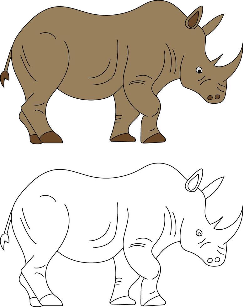 rinoceronte clipart colocar. dibujos animados salvaje animales clipart conjunto para amantes de fauna silvestre vector