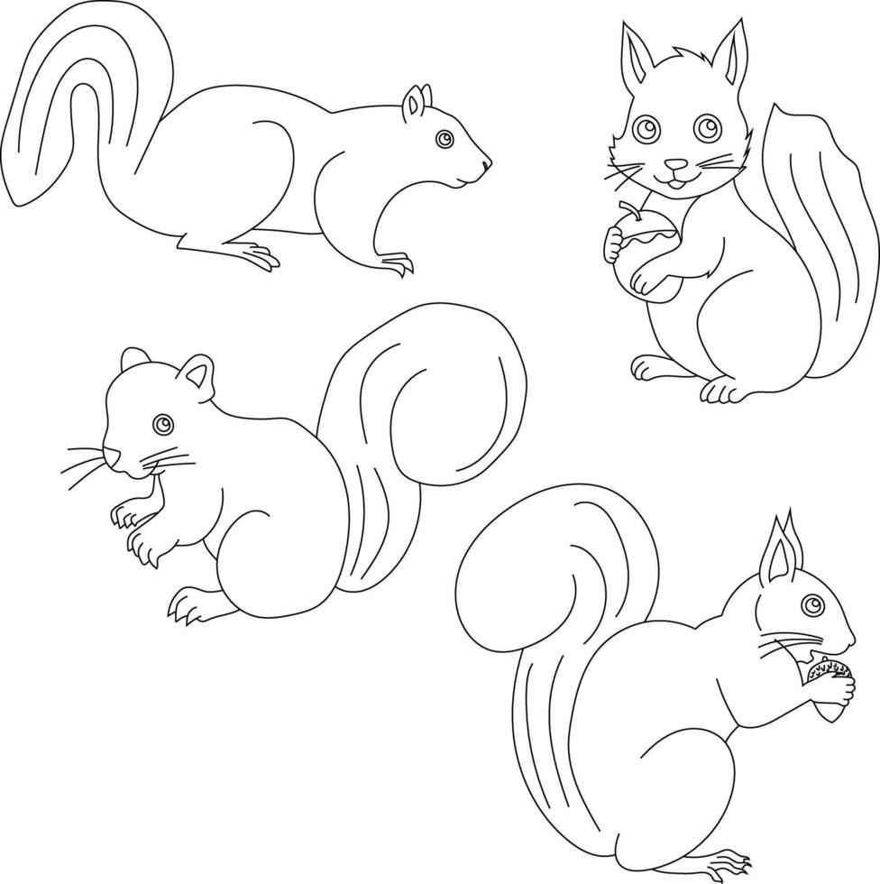 Squirrel Clipart Set. Cartoon Wild Animals Clipart Set for Lovers of Wildlife vector