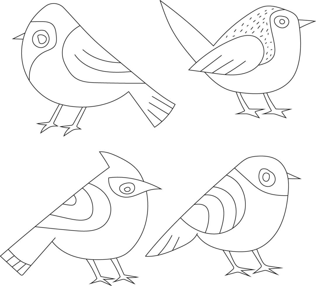 Cute Little Birds Clipart Set Flat Design. Bird Flat Illustration vector