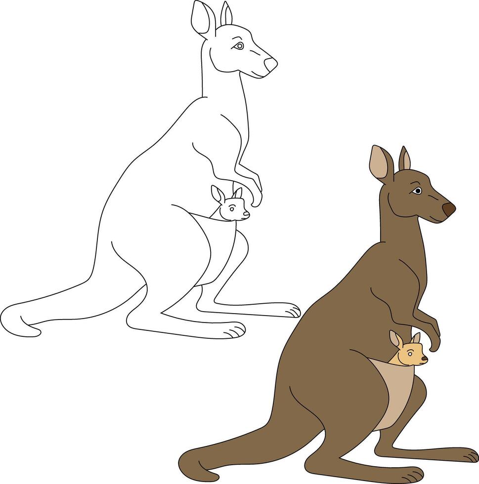 Kangaroo Clipart Set. Cartoon Wild Animals Clipart Set for Lovers of Wildlife vector