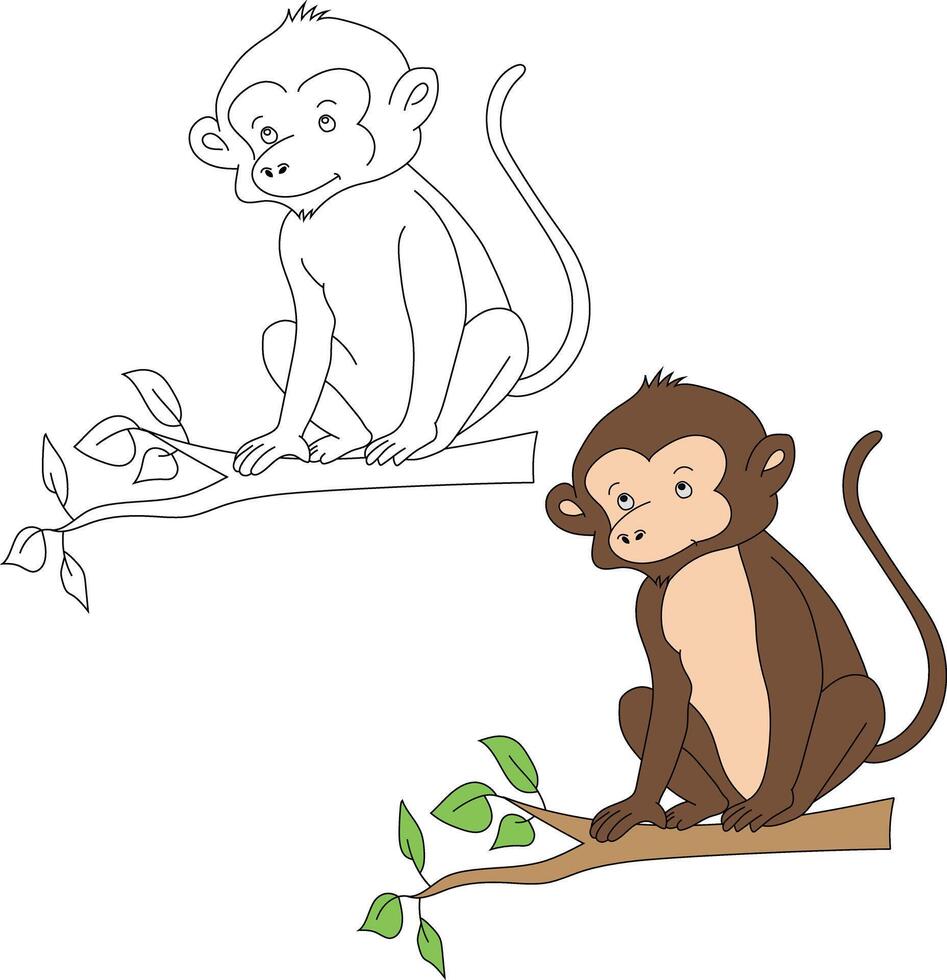 Monkey Clipart Set. Cartoon Wild Animals Clipart Set for Lovers of Wildlife vector