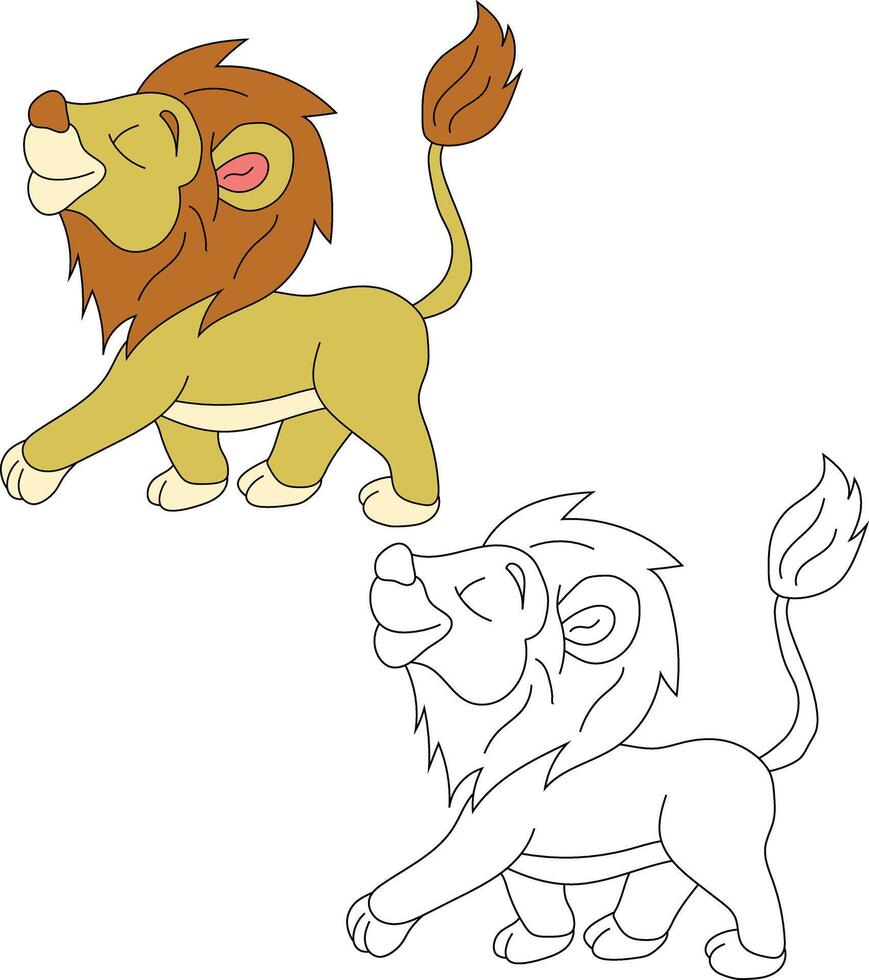 Lion Clipart Set. Cartoon Wild Animals Clipart Set for Lovers of Wildlife vector