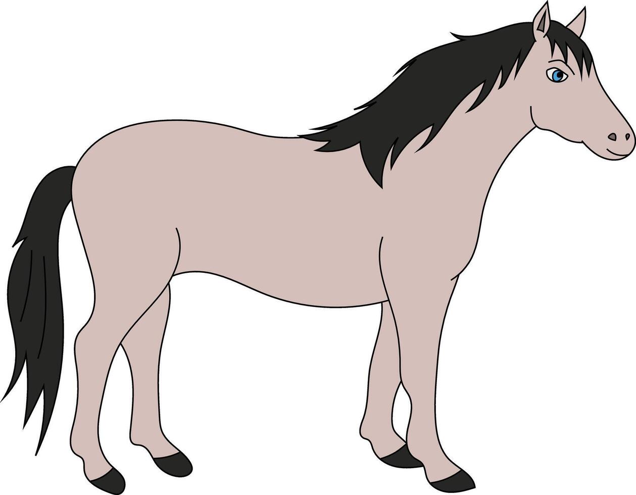 Horse Clipart. Doodle Animals Clipart. Cartoon Wild Animals Clipart for Lovers of Wildlife vector