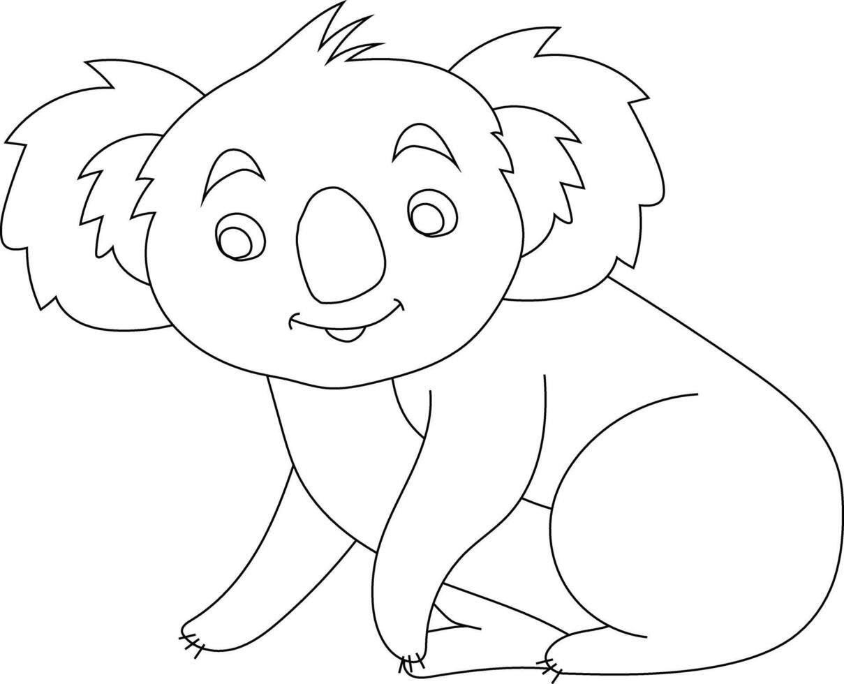 Outline Koala Clipart. Doodle Animals Clipart. Cartoon Wild Animals Clipart for Lovers of Wildlife vector