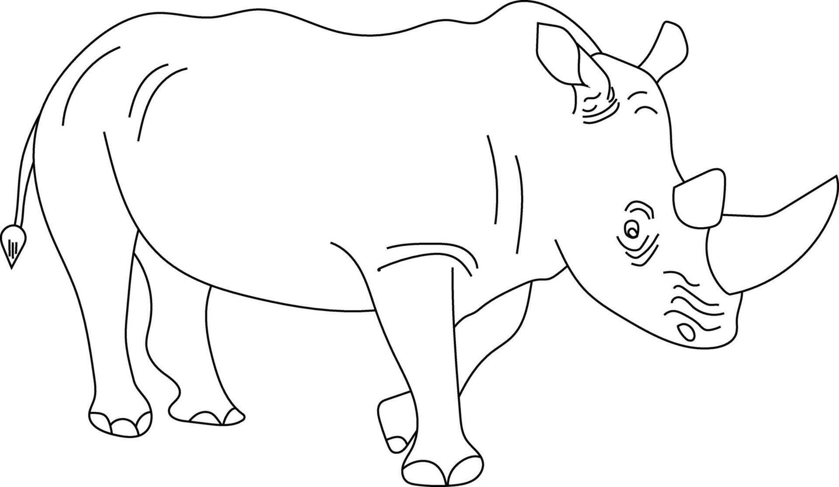 Outline Rhino Clipart. Doodle Animals Clipart. Cartoon Wild Animals Clipart for Lovers of Wildlife vector