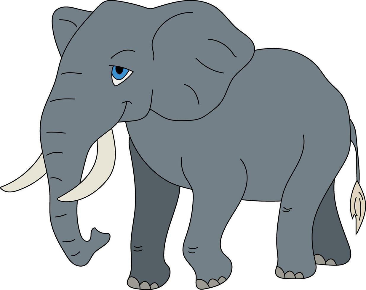 Colorful Elephant Clipart. Doodle Animals Clipart. Cartoon Wild Animals Clipart for Lovers of Wildlife vector