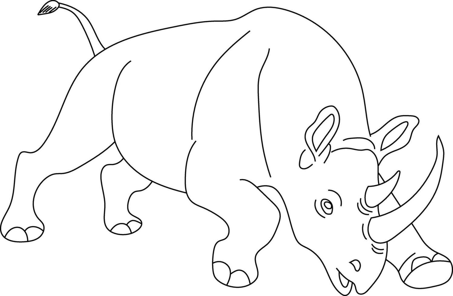 Outline Rhino Clipart. Doodle Animals Clipart. Cartoon Wild Animals Clipart for Lovers of Wildlife vector
