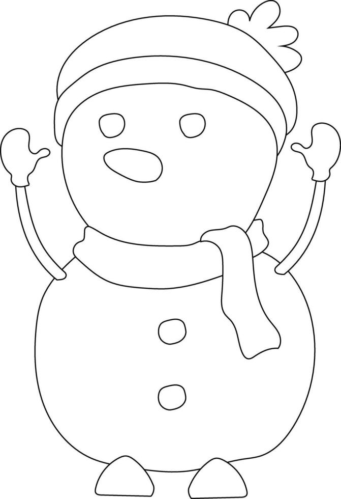 Outline Snowman Clipart for Lovers of Winter Season. This Winter Theme Snowman Suits Christmas Celebration vector