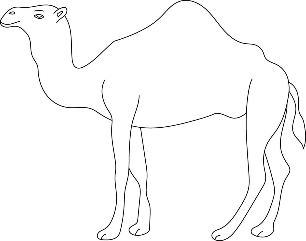 Outline Camel Clipart. Doodle Animals Clipart. Cartoon Wild Animals Clipart for Lovers of Wildlife vector