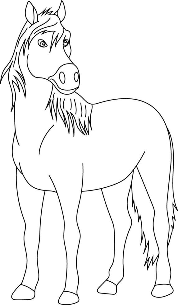 Outline Horse Clipart. Doodle Animals Clipart. Cartoon Wild Animals Clipart for Lovers of Wildlife vector