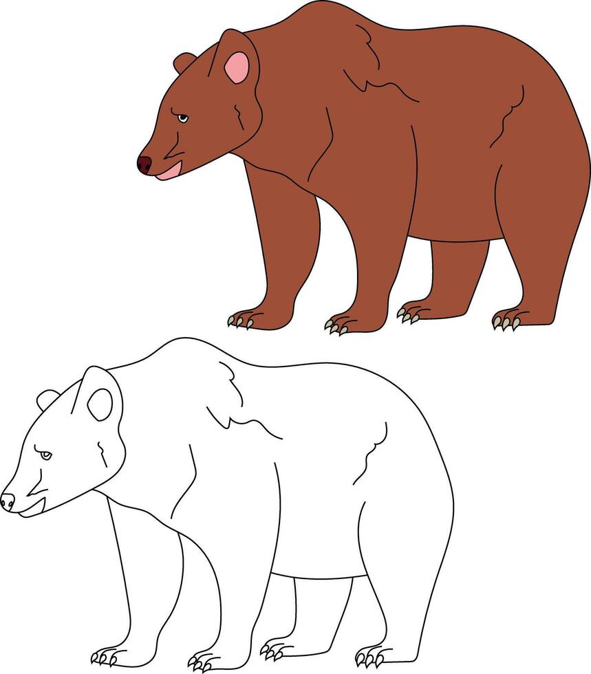 Bear Clipart Set. Cartoon Wild Animals Clipart Set for Lovers of Wildlife vector