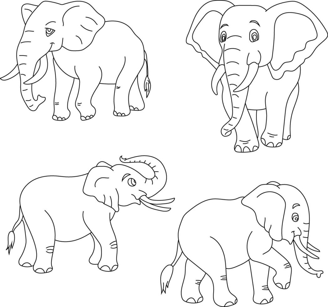 Elephant Clipart Set. Cartoon Wild Animals Clipart Set for Lovers of Wildlife vector