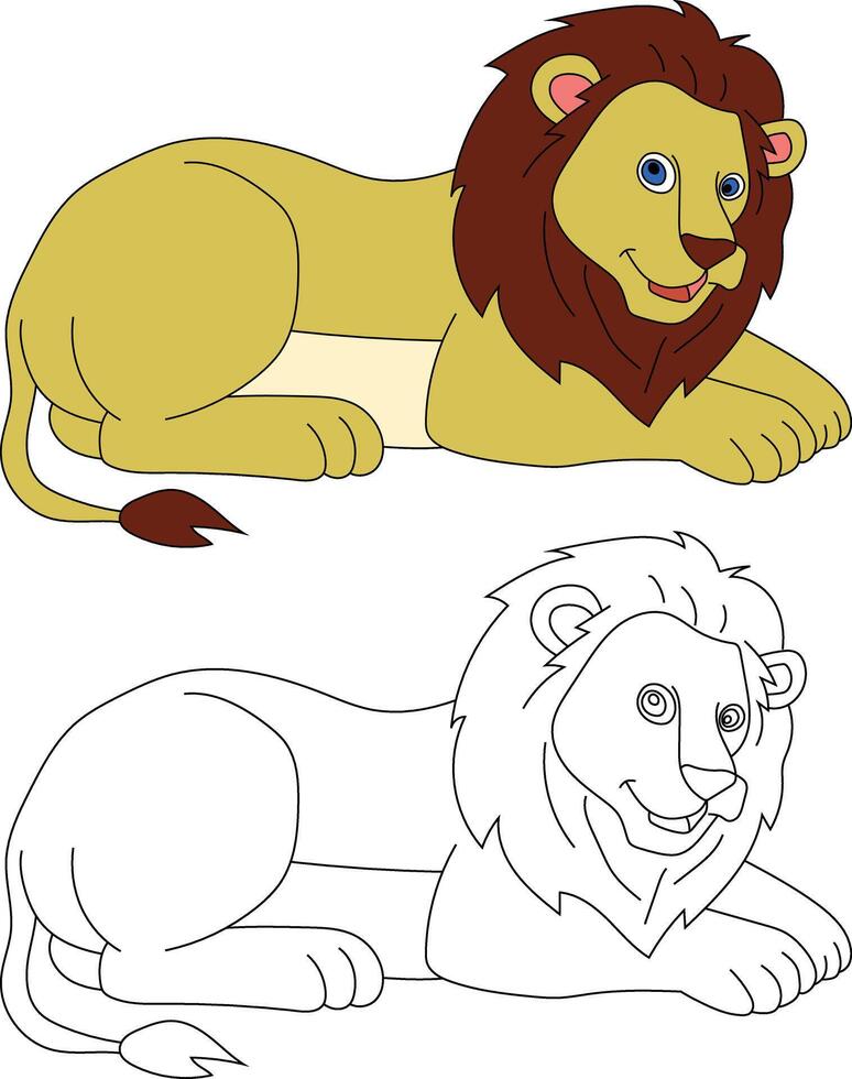 Lion Clipart Set. Cartoon Wild Animals Clipart Set for Lovers of Wildlife vector