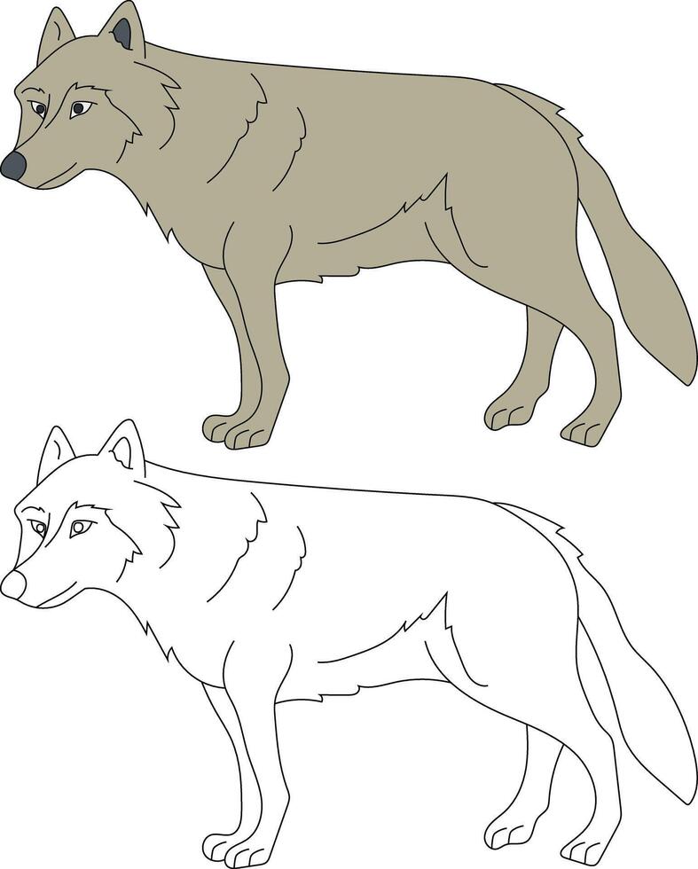Wolf Clipart Set. Cartoon Wild Animals Clipart Set for Lovers of Wildlife vector