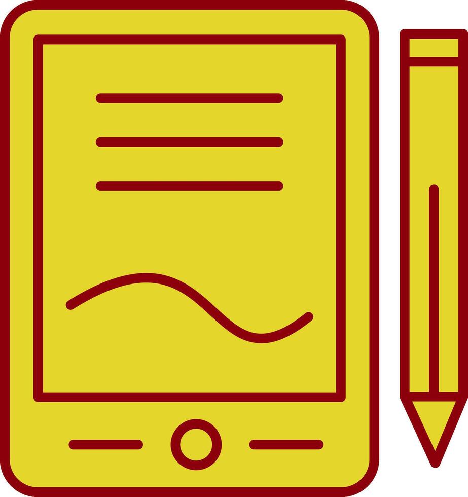 icono de dos colores de la línea de la tableta de dibujo vector