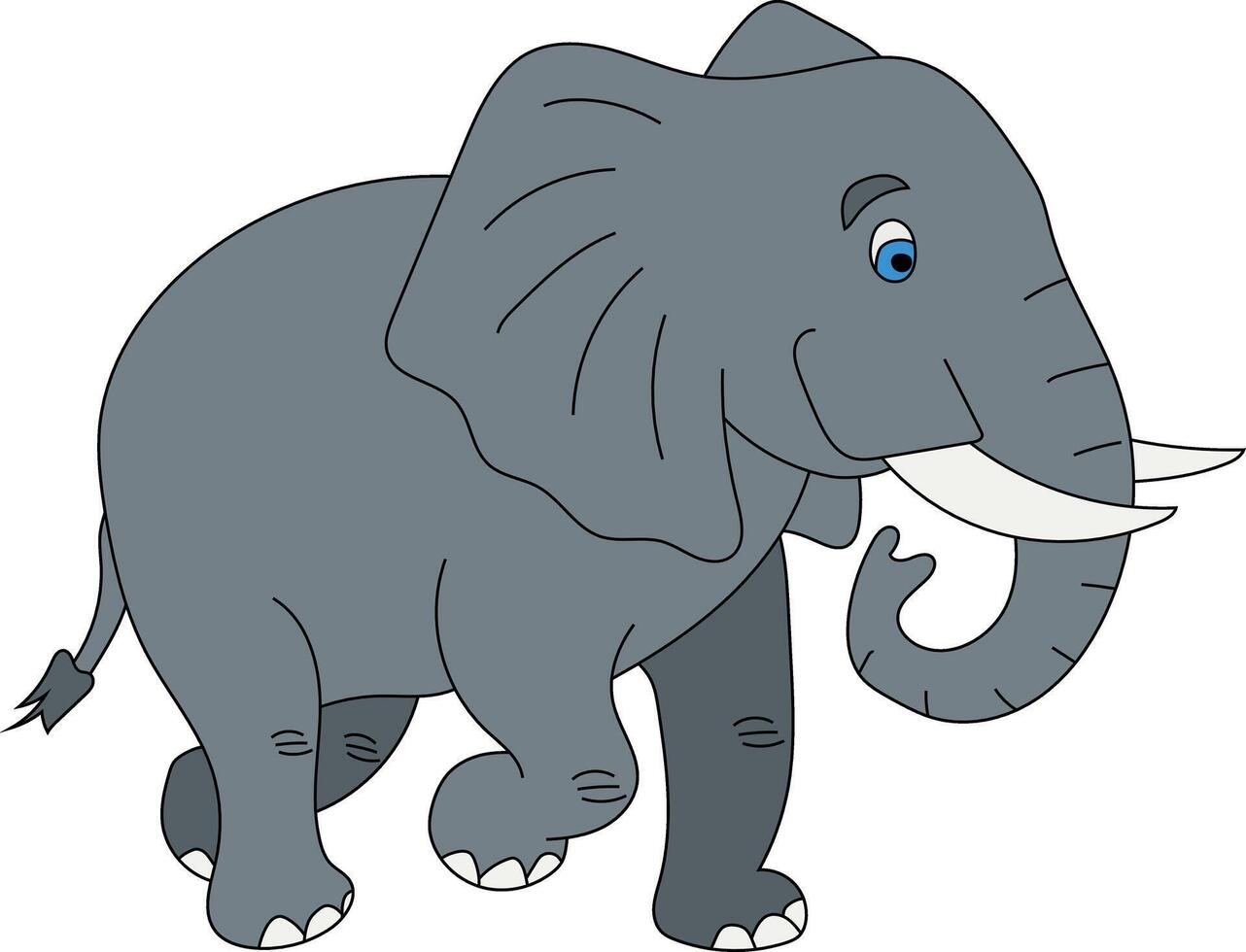 vistoso elefante clipart. garabatear animales clipart. dibujos animados salvaje animales clipart para amantes de fauna silvestre vector