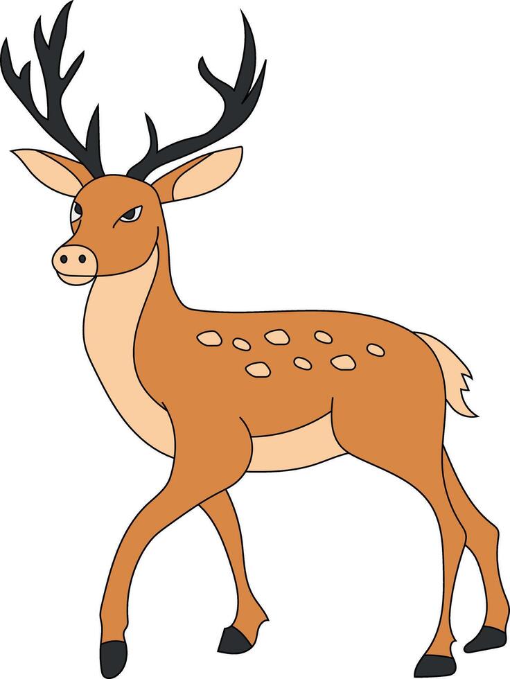 Colorful Deer Clipart. Doodle Animals Clipart. Cartoon Wild Animals Clipart for Lovers of Wildlife vector