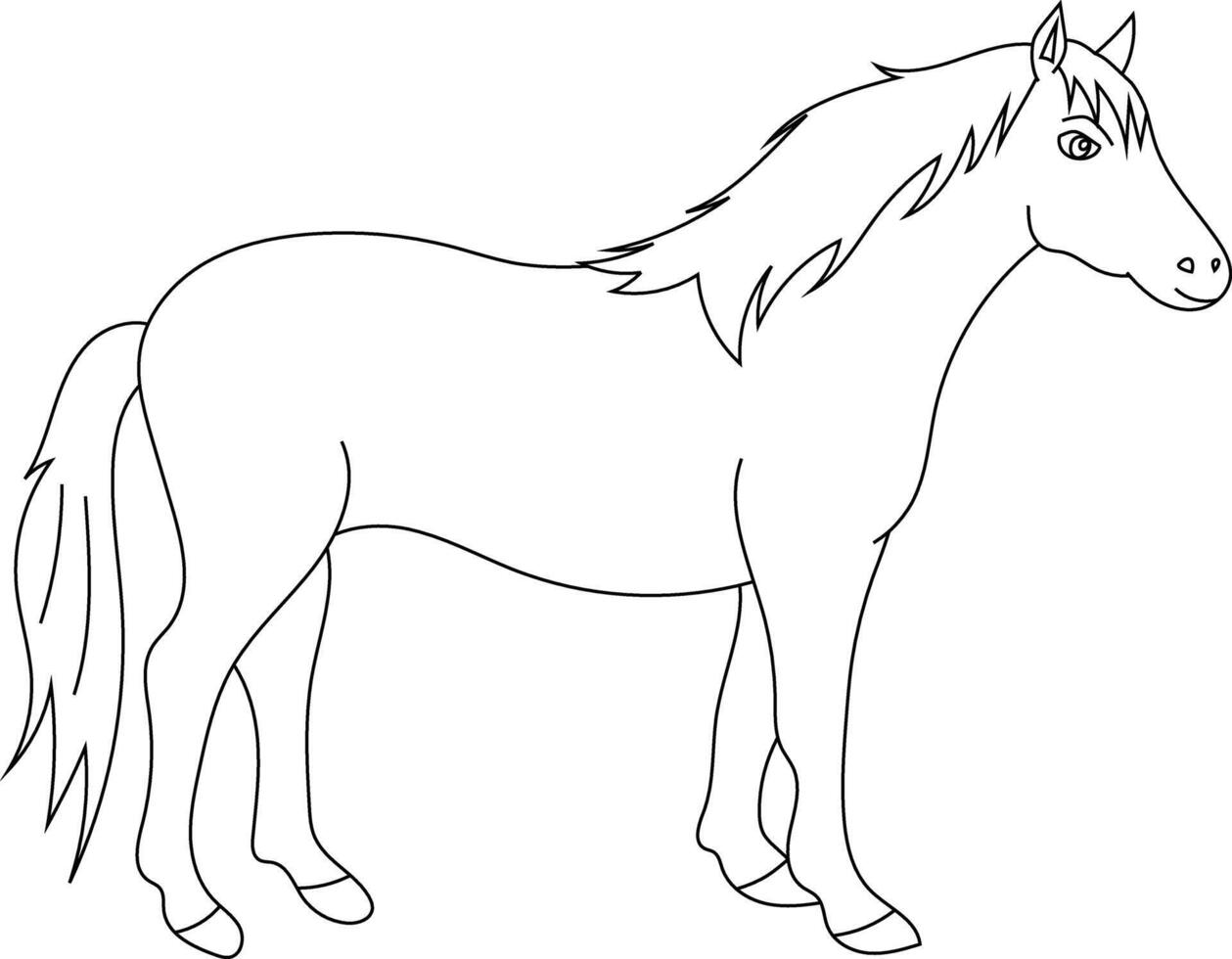 Outline Horse Clipart. Doodle Animals Clipart. Cartoon Wild Animals Clipart for Lovers of Wildlife vector